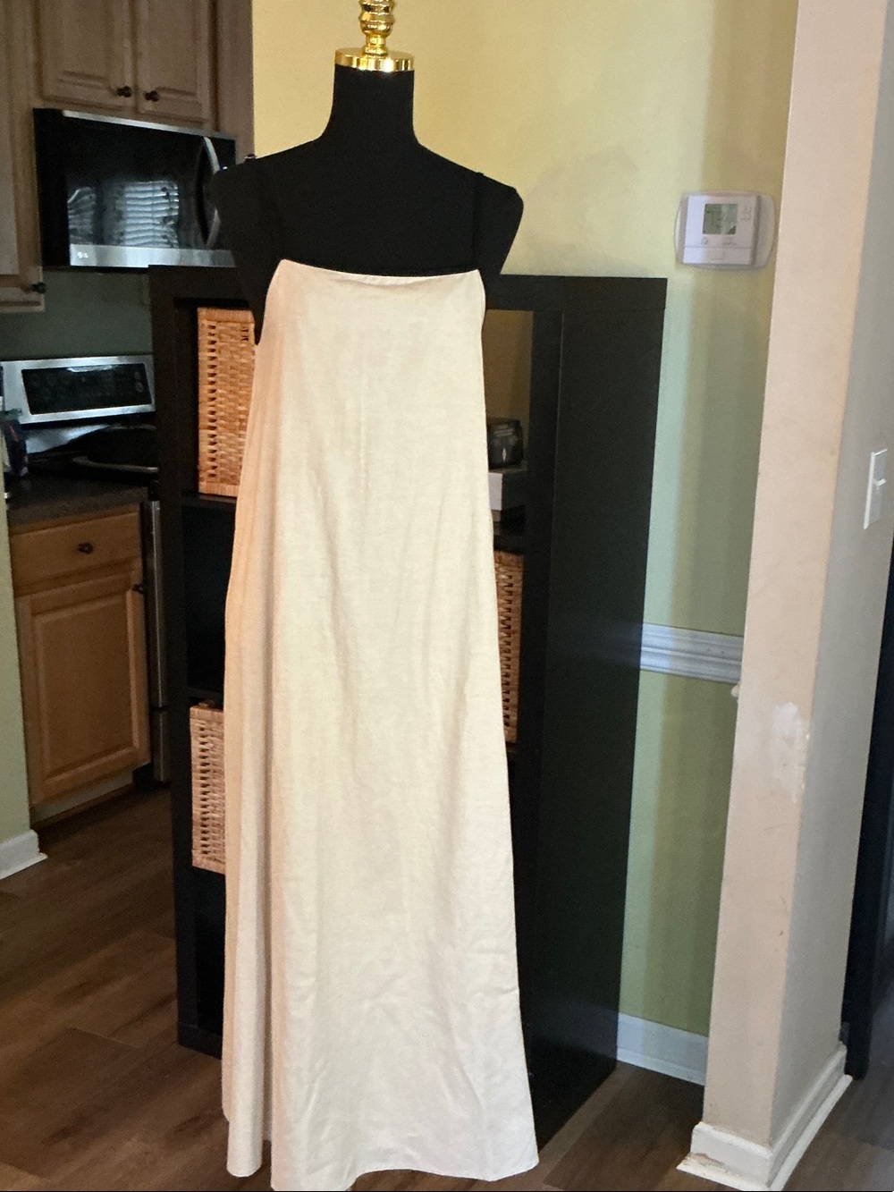 Shy Velvet Cream Maxi Slip Dress with Black Trim - Picture 5 of 9